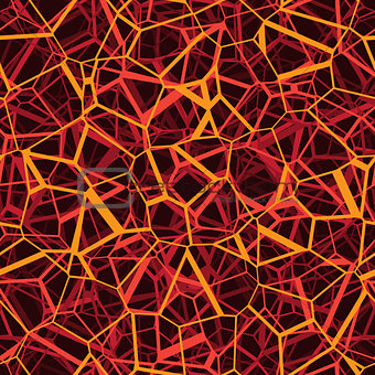 Vector Neural Network Connected Lines Layer Grid Red Orange  Seamless Pattern