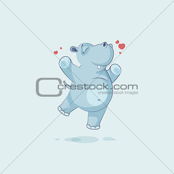 Emoji character cartoon Hippopotamus jumping for joy