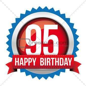 Ninety five years happy birthday badge ribbon