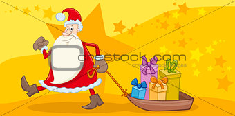 greeting card with santa and gifts