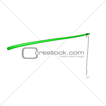 Vintage fishing rod in green design