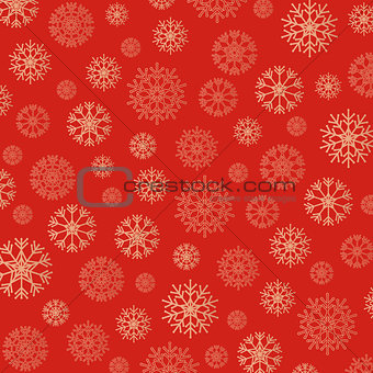 Gorgeous snowflakes background in golden and red