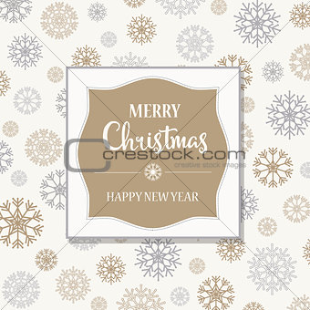 Gorgeous Christmas card with silver and golden snowflakes