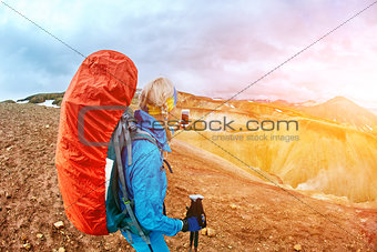 woman hiker photographer