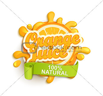 Orange juice natural label splash.