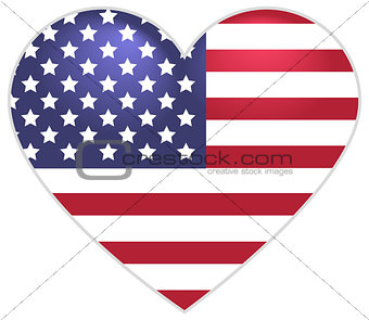 Symbol US flag heart shape