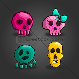 Set of cartoon skulls