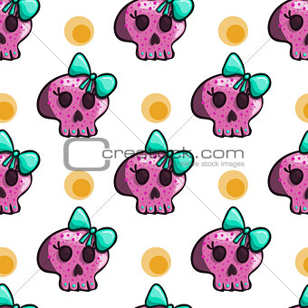 Seamless pattern with cartoon skulls