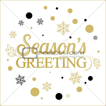 Vector gold seasons greetings card design.Vintage card for holid