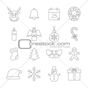 Christmas thin line icons