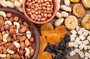 Different nuts and dried fruits