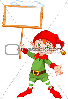 Christmas Elf with Sign