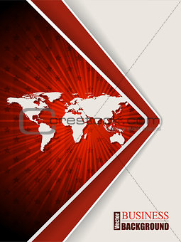 Abstract red brochure with stars and world map