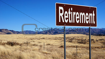 Retirement brown road sign