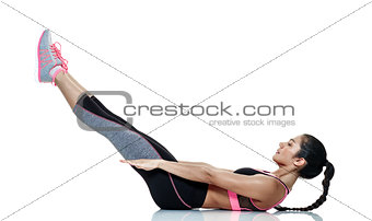 woman fitness exercises isolated