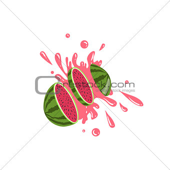 Watermelon Cut In The Air Splashing The Juice