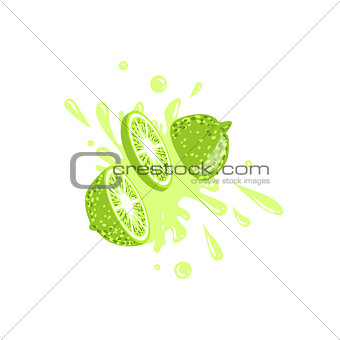 Lime Cut In The Air Splashing The Juice