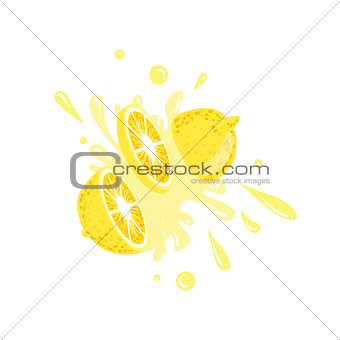 Lemon Cut In The Air Splashing The Juice