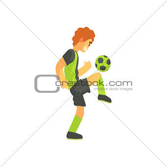 Football Player With Ball On The Knee Isolated Illustration