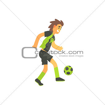 Football Player Running With Ball Isolated Illustration