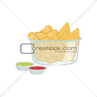 Nachos Street Food Menu Item Realistic Detailed Illustration