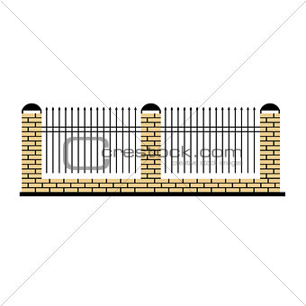 Stone Fence Design Element Template With Metal Grid