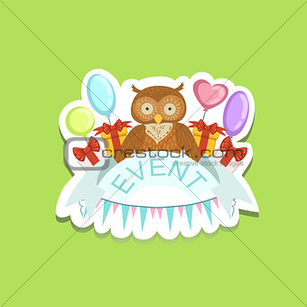 Event Template Label Cute Sticker With Owl