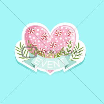 Event Template Label Cute Sticker With Candy Heart