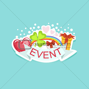 Event Template Label Cute Sticker With Shamrock And Rainbow