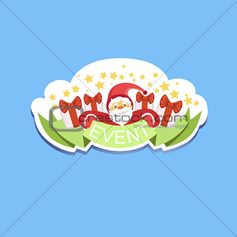 Event Template Label Cute Sticker With Santa Claus