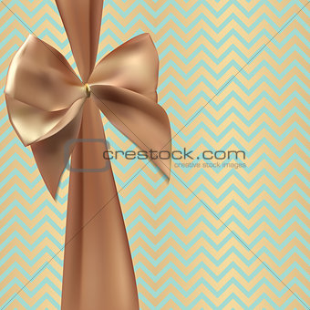 Gift Card with Silk Ribbon and Bow. Vector illustration