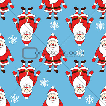 Christmas seamless pattern with cartoon Santa. Vector