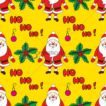 Christmas seamless pattern with cartoon Santa. Vector