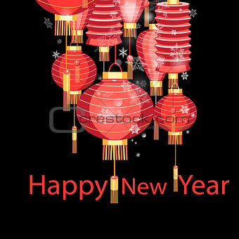 Christmas red Chinese lanterns