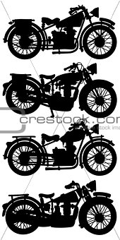Four vintage motorcycles