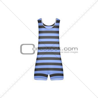 Striped retro swimsuit in blue and black design