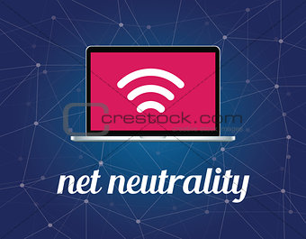 net neutrality concept illustration with signal wifi symbol on the screen laptop and galaxy background