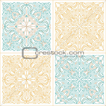 Vector seamless pattern set with art ornament for design