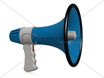 Blue megaphone isolated on white