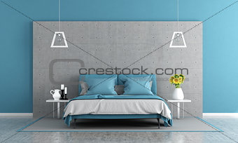 Blue and gray master bedroom