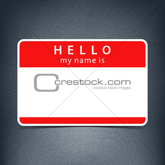 Red name tag blank sticker HELLO