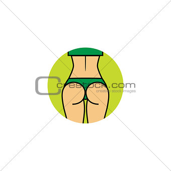 Vector fitness lady. Toned beautiful glutes in green panties