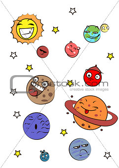 Great designed set of cartoon planets