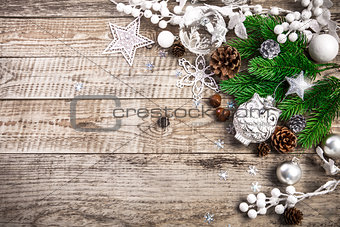 Christmas holiday background with pinecone balls greeting