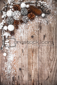 Christmas festive background with pinecone balls greeting