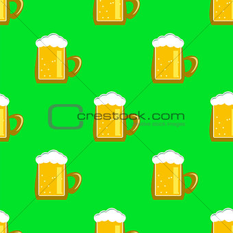 Beer Mug Seamless Pattern.