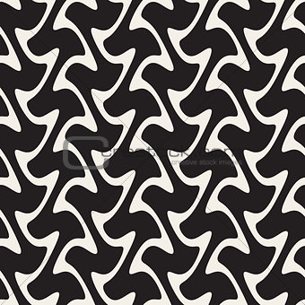 Hand Drawn Vertical Wavy Lines. Vector Seamless Black and White Pattern.