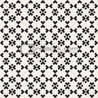 Vector Seamless Black And White Simple Ethnic Square Pattern