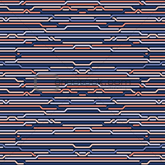 Vector Seamless Rounded Rope Lines Brade Pattern In Blue Navy  Pink