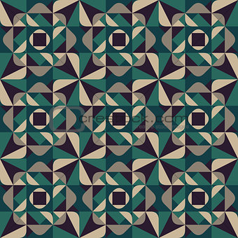 Vector Seamless Geometric Rounded Triangle Shapes Square Green Grey Pattern Dark Background